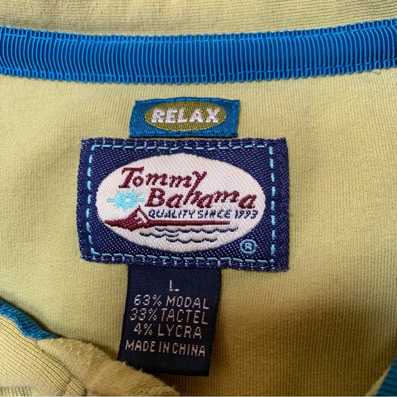 Tommy Bahama Relax Shirt Mens Large Pea Green Polo Vacation Golf Boating Fishing - Picture 6 of 10